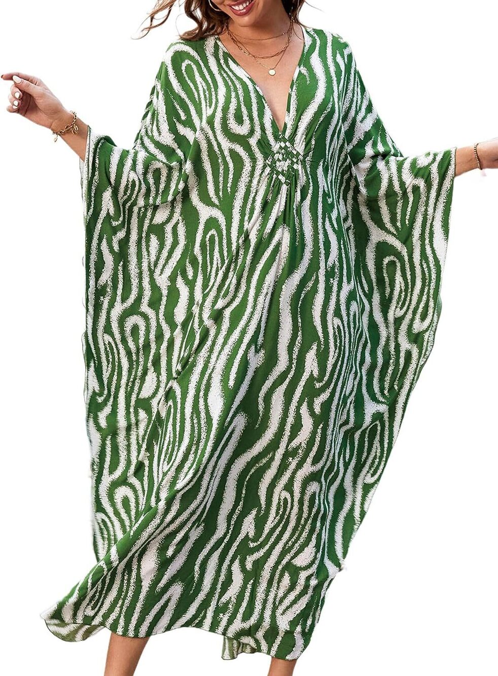 Kaftan Dresses for Women V-Neck Batwing Sleeves Swimsuit Beach Cover